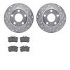 7602-73021 Drilled/Slotted Brake Rotors w/5000 Euro Ceramic Brake Pads Kit [Silver], 1999-2005 Audi/Volkswagen, Position: Rear - image 1