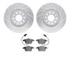 7602-73030 Drilled/Slotted Brake Rotors w/5000 Euro Ceramic Brake Pads Kit [Silver], 2000-2009 Audi/Volkswagen, Position: Front - image 1
