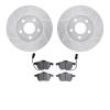 7602-73035 Drilled/Slotted Brake Rotors w/5000 Euro Ceramic Brake Pads Kit [Silver], 1998-2008 Audi/Volkswagen, Position: Front - image 1