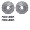 7602-73052 Drilled/Slotted Brake Rotors w/5000 Euro Ceramic Brake Pads Kit [Silver], 2011-2013 Audi/Volkswagen, Position: Front - image 1