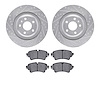7602-73056 Drilled/Slotted Brake Rotors w/5000 Euro Ceramic Brake Pads Kit [Silver], 2016-2020 Audi/Volkswagen, Position: Rear - image 1