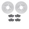 7602-74004 Drilled/Slotted Brake Rotors w/5000 Euro Ceramic Brake Pads Kit [Silver], 1988-1988 Audi/Volkswagen, Position: Front - image 1