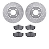 7602-74006 Drilled/Slotted Brake Rotors w/5000 Euro Ceramic Brake Pads Kit [Silver], 1986-2008 Audi/Volkswagen, Position: Front - image 1