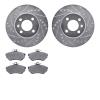 7602-74007 Drilled/Slotted Brake Rotors w/5000 Euro Ceramic Brake Pads Kit [Silver], 1993-1993 Audi/Volkswagen, Position: Front - image 1