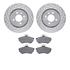 7602-74009 Drilled/Slotted Brake Rotors w/5000 Euro Ceramic Brake Pads Kit [Silver], 1990-1993 Audi/Volkswagen, Position: Front - image 1