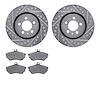 7602-74010 Drilled/Slotted Brake Rotors w/5000 Euro Ceramic Brake Pads Kit [Silver], 1992-1995 Audi/Volkswagen, Position: Front - image 1