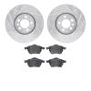 7602-74018 Drilled/Slotted Brake Rotors w/5000 Euro Ceramic Brake Pads Kit [Silver], 1996-1998 Audi/Volkswagen, Position: Front - image 1