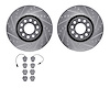 7602-74029 Drilled/Slotted Brake Rotors w/5000 Euro Ceramic Brake Pads Kit [Silver], 2002-2005 Audi/Volkswagen, Position: Front - image 1