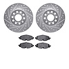 7602-74034 Drilled/Slotted Brake Rotors w/5000 Euro Ceramic Brake Pads Kit [Silver], Fits Select Audi/Volkswagen, Position: Fron - image 1