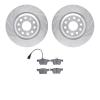 7602-74038 Drilled/Slotted Brake Rotors w/5000 Euro Ceramic Brake Pads Kit [Silver], Fits Select Audi/Volkswagen, Position: Rear - image 1