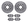 7602-74041 Drilled/Slotted Brake Rotors w/5000 Euro Ceramic Brake Pads Kit [Silver], Fits Select Audi/Volkswagen, Position: Rear - image 1