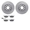7602-74043 Drilled/Slotted Brake Rotors w/5000 Euro Ceramic Brake Pads Kit [Silver], 2005-2010 Audi/Volkswagen, Position: Front - image 1
