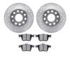 7602-74062 Drilled/Slotted Brake Rotors w/5000 Euro Ceramic Brake Pads Kit [Silver], Fits Select Audi/Volkswagen, Position: Rear - image 1