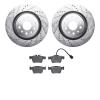 7602-79003 Drilled/Slotted Brake Rotors w/5000 Euro Ceramic Brake Pads Kit [Silver], Fits Select Maserati, Position: Rear - image 1