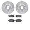 7602-80007 Drilled/Slotted Brake Rotors w/5000 Euro Ceramic Brake Pads Kit [Silver], Fits Select Multiple Makes/Models, Position - image 1
