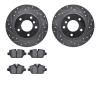 7602-92002 Drilled/Slotted Brake Rotors w/5000 Euro Ceramic Brake Pads Kit [Silver], 2005-2012 BMW, Position: Rear