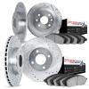 7604-07000 Drilled/Slotted Brake Rotors w/5000 Euro Ceramic Brake Pads Kit [Silver], 2012-2019 Mopar, Position: Front and Rear - image 1