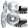 7604-32001 Drilled/Slotted Brake Rotors w/5000 Euro Ceramic Brake Pads Kit [Silver], 2011-2016 Mini, Position: Front and Rear - image 1