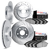 7604-32003 Drilled/Slotted Brake Rotors w/5000 Euro Ceramic Brake Pads Kit [Silver], 2016-2019 Mini, Position: Front and Rear - image 1