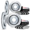 7604-48001 Drilled/Slotted Brake Rotors w/5000 Euro Ceramic Brake Pads Kit [Silver], 2002-2005 GM, Position: Front and Rear - image 1