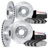 7604-56000 Drilled/Slotted Brake Rotors w/5000 Euro Ceramic Brake Pads Kit [Silver], 1995-2000 Ford/Lincoln/Mercury/Mazda, Posit - image 1