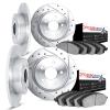 7604-63013 Drilled/Slotted Brake Rotors w/5000 Euro Ceramic Brake Pads Kit [Silver], 1997-1998 Mercedes-Benz, Position: Front an - image 1