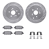 7612-01000 Drilled/Slotted Brake Rotors w/5000 Euro Ceramic Brake Pads Kit & Hardware [Silver], 2009-2017 Suzuki, Position: Rear - image 1