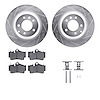 7612-02010 Drilled/Slotted Brake Rotors w/5000 Euro Ceramic Brake Pads Kit & Hardware [Silver], 2005-2006 Porsche, Position: Rea - image 1