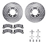 7612-02016 Drilled/Slotted Brake Rotors w/5000 Euro Ceramic Brake Pads Kit & Hardware [Silver], 2017-2020 Porsche, Position: Fro - image 1