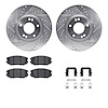 7612-03000 Drilled/Slotted Brake Rotors w/5000 Euro Ceramic Brake Pads Kit & Hardware [Silver], 2006-2011 Kia/Hyundai/Genesis, P - image 1