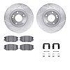 7612-03001 Drilled/Slotted Brake Rotors w/5000 Euro Ceramic Brake Pads Kit & Hardware [Silver], 2005-2010 Kia/Hyundai/Genesis, P - image 1