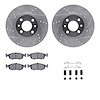 7612-07001 Drilled/Slotted Brake Rotors w/5000 Euro Ceramic Brake Pads Kit & Hardware [Silver], 2012-2019 Mopar, Position: Front - image 1