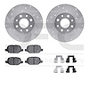 7612-07004 Drilled/Slotted Brake Rotors w/5000 Euro Ceramic Brake Pads Kit & Hardware [Silver], 2013-2019 Mopar, Position: Rear - image 1