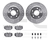 7612-11001 Drilled/Slotted Brake Rotors w/5000 Euro Ceramic Brake Pads Kit & Hardware [Silver], 1994-2004 Land Rover, Position:  - image 1