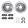 7612-11006 Drilled/Slotted Brake Rotors w/5000 Euro Ceramic Brake Pads Kit & Hardware [Silver], 2005-2016 Land Rover, Position:  - image 1