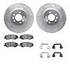 7612-11009 Drilled/Slotted Brake Rotors w/5000 Euro Ceramic Brake Pads Kit & Hardware [Silver], 2010-2017 Land Rover, Position:  - image 1