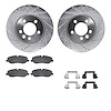 7612-11011 Drilled/Slotted Brake Rotors w/5000 Euro Ceramic Brake Pads Kit & Hardware [Silver], 2005-2007 Land Rover, Position:  - image 1