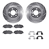 7612-11014 Drilled/Slotted Brake Rotors w/5000 Euro Ceramic Brake Pads Kit & Hardware [Silver], 2006-2009 Land Rover, Position:  - image 1