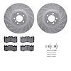 7612-11018 Drilled/Slotted Brake Rotors w/5000 Euro Ceramic Brake Pads Kit & Hardware [Silver], 2010-2012 Land Rover, Position:  - image 1