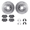 7612-11019 Drilled/Slotted Brake Rotors w/5000 Euro Ceramic Brake Pads Kit & Hardware [Silver], 2010-2013 Land Rover, Position:  - image 1