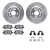 7612-11021 Drilled/Slotted Brake Rotors w/5000 Euro Ceramic Brake Pads Kit & Hardware [Silver], 2012-2015 Land Rover, Position:  - image 1