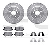 7612-11023 Drilled/Slotted Brake Rotors w/5000 Euro Ceramic Brake Pads Kit & Hardware [Silver], 2013-2015 Land Rover, Position:  - image 1