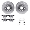 7612-11026 Drilled/Slotted Brake Rotors w/5000 Euro Ceramic Brake Pads Kit & Hardware [Silver], 2015-2020 Multiple Makes/Models, - image 1