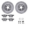 7612-11027 Drilled/Slotted Brake Rotors w/5000 Euro Ceramic Brake Pads Kit & Hardware [Silver], 2016-2019 Land Rover, Position: 