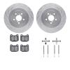 7612-13003 Drilled/Slotted Brake Rotors w/5000 Euro Ceramic Brake Pads Kit & Hardware [Silver], 2003-2004 Subaru, Position: Rear - image 1