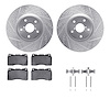 7612-13004 Drilled/Slotted Brake Rotors w/5000 Euro Ceramic Brake Pads Kit & Hardware [Silver], 2005-2020 Subaru, Position: Fron - image 1