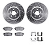 7612-13006 Drilled/Slotted Brake Rotors w/5000 Euro Ceramic Brake Pads Kit & Hardware [Silver], 2005-2018 Subaru, Position: Fron - image 1