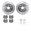7612-13007 Drilled/Slotted Brake Rotors w/5000 Euro Ceramic Brake Pads Kit & Hardware [Silver], 2008-2020 Subaru, Position: Rear - image 1
