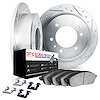 7612-16002 Drilled/Slotted Brake Rotors w/5000 Euro Ceramic Brake Pads Kit & Hardware [Silver], 1981-1986 Alfa Romeo, Position:  - image 1