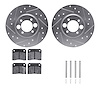 7612-20000 Drilled/Slotted Brake Rotors w/5000 Euro Ceramic Brake Pads Kit & Hardware [Silver], 1968-1970 Jaguar, Position: Rear - image 1